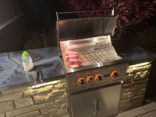 Outdoor Kitchen Grill at Night