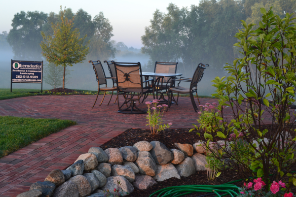 Red Brick Patio with Walkway