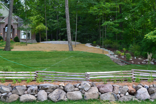 Natural Stone Retaining Wall Installation Ozaukee County