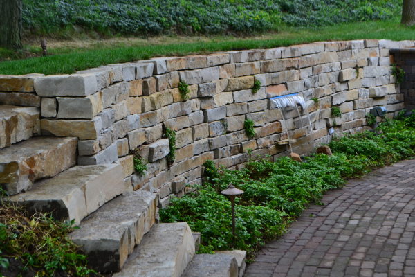 Flagstone Retaining Wall with Water Feature Installer for Ozaukee County