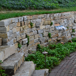 Flagstone Retaining Wall with Water Feature Installer for Ozaukee County